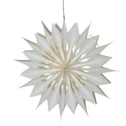 Papierstern Melli Weihnachtsstern Faltstern Mit Lichterkette Hängend 45cm Weiß