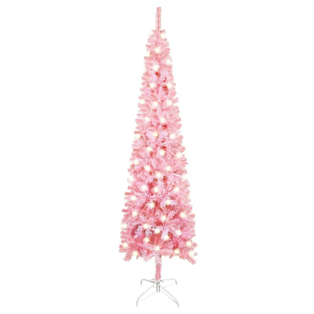 VIDAXL Weihnachtsbaum Schlank Mit LEDs Rosa 120 Cm 1 VIDAXL Weihnachtsbaum Schlank Mit LEDs Rosa 120 Cm