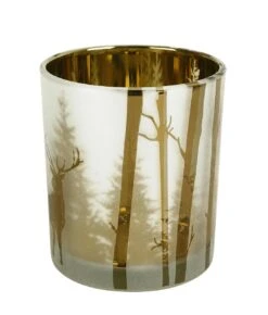 Tarrington House Windlicht, Glas, 8 X 8 X 10 Cm, Rentier Und Weihnachtsbaum Muster, Gold -VIDAXL Store 0170dfab 0afd 401d bc65 e9e7a2a7e4a6