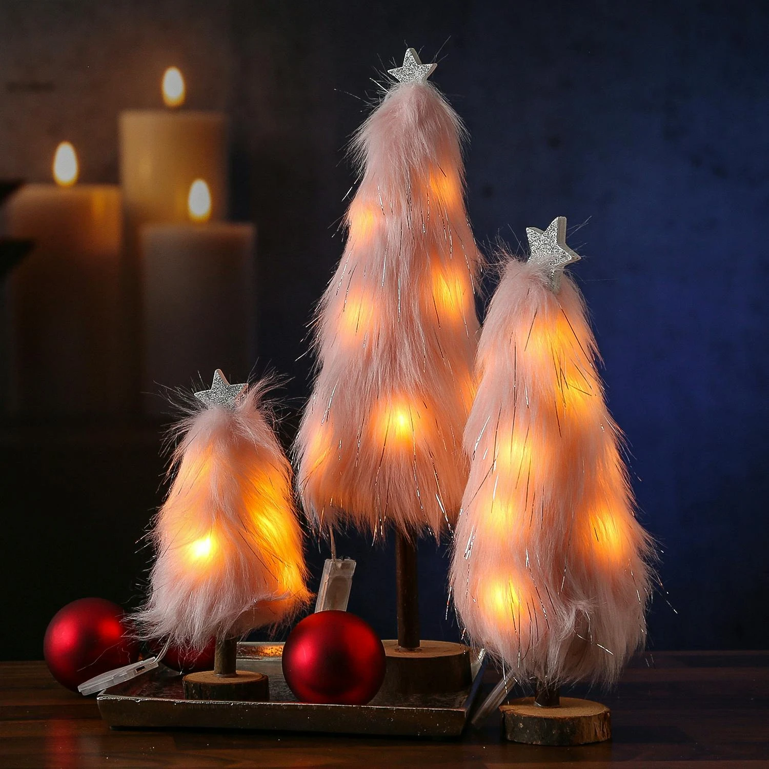 LED Dekobaum PLÜSCH Mit Sternspitze Plüschfell Leuchtend H: 19,5cm Batterie Rosa 7 LED Dekobaum PLÜSCH Mit Sternspitze Plüschfell Leuchtend H: 19,5cm Batterie Rosa – Bild 7