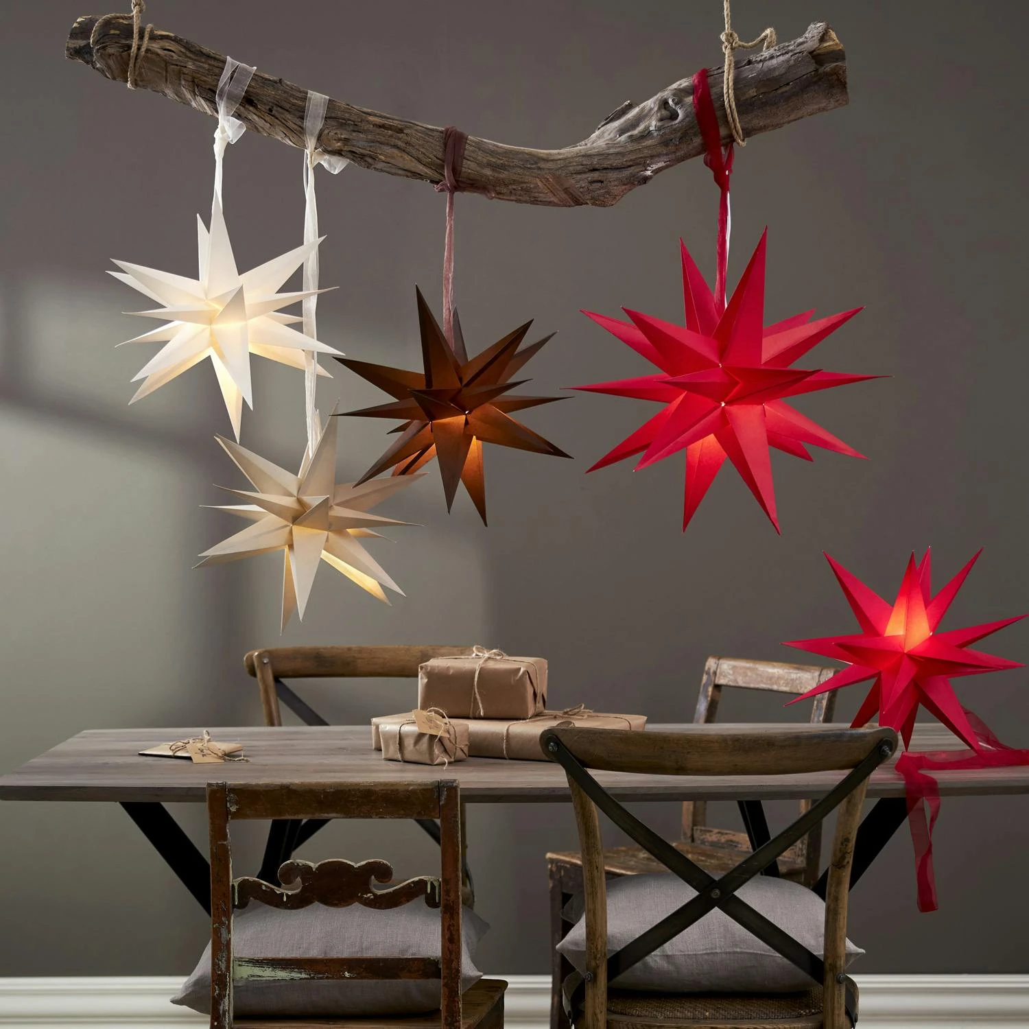 Papierstern December 3D Stern Mit Band Weihnachtsstern Faltstern D: 45cm Rot 6 Papierstern December 3D Stern Mit Band Weihnachtsstern Faltstern D: 45cm Rot – Bild 6