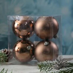 Christbaumkugel Weihnachtskugel Bruchfest Glänzend Matt Braun D: 10cm 4St. -VIDAXL Store 084d0f1e 8245 4692 9854 2b0d9a4badb1
