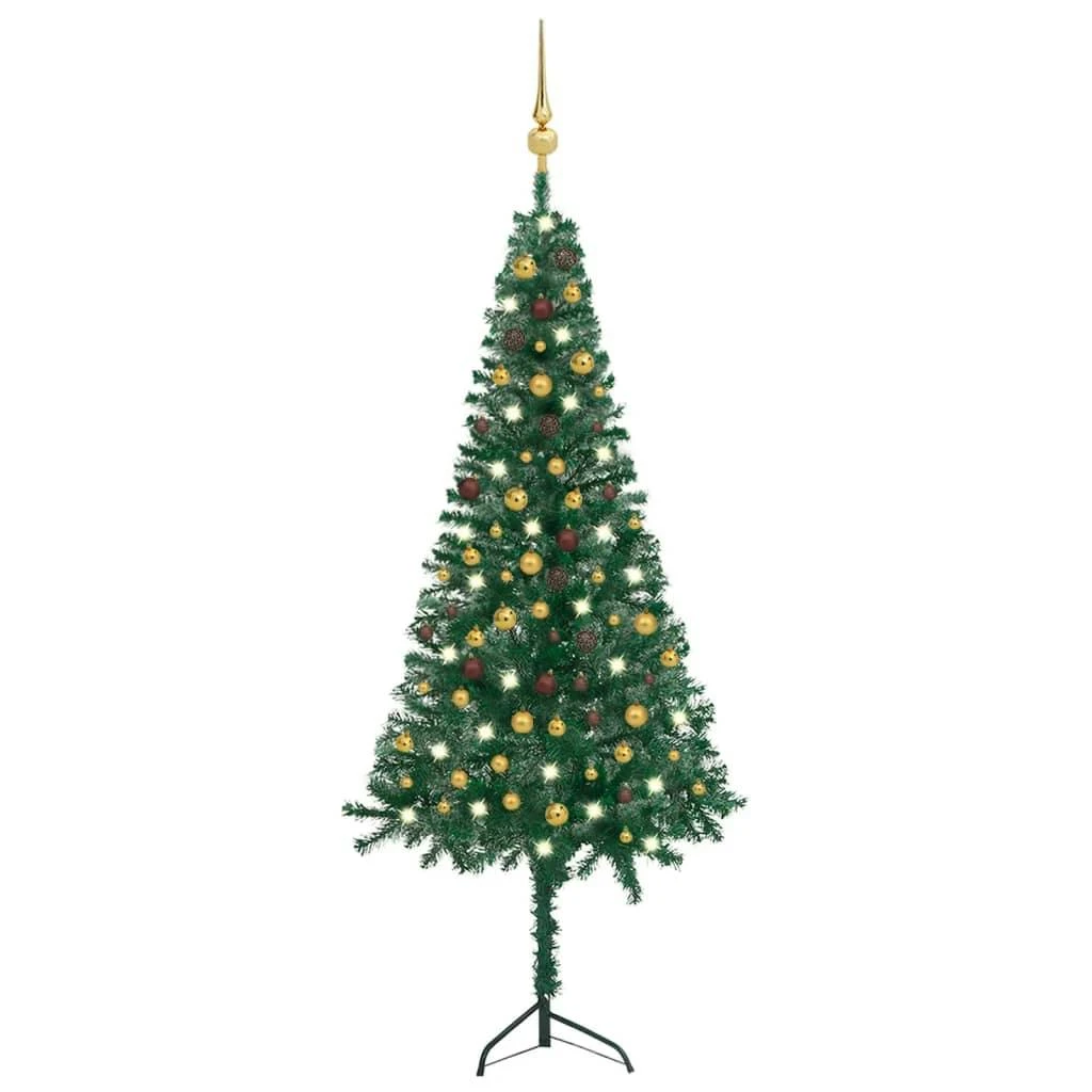 VIDAXL Künstlicher Eck-Weihnachtsbaum LEDs & Kugeln Grün 240 Cm PVC 3 VIDAXL Künstlicher Eck-Weihnachtsbaum LEDs & Kugeln Grün 240 Cm PVC – Bild 3