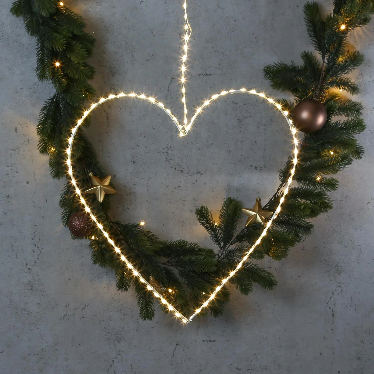 LED Herz Metallherz Mit Drahtlichterkette 120LED Leuchtherz Hängend D: 38cm 7 LED Herz Metallherz Mit Drahtlichterkette 120LED Leuchtherz Hängend D: 38cm – Bild 7