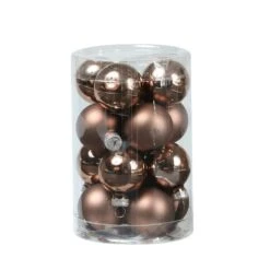 Christbaumkugel Weihnachtskugel Glas D: 3,5cm Glänzend Matt Braun 16er Set