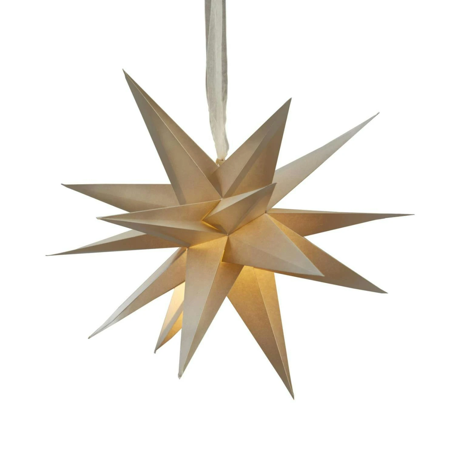 Papierstern December 3D Stern Mit Band Weihnachtsstern Faltstern D: 45cm Creme 5 Papierstern December 3D Stern Mit Band Weihnachtsstern Faltstern D: 45cm Creme – Bild 5