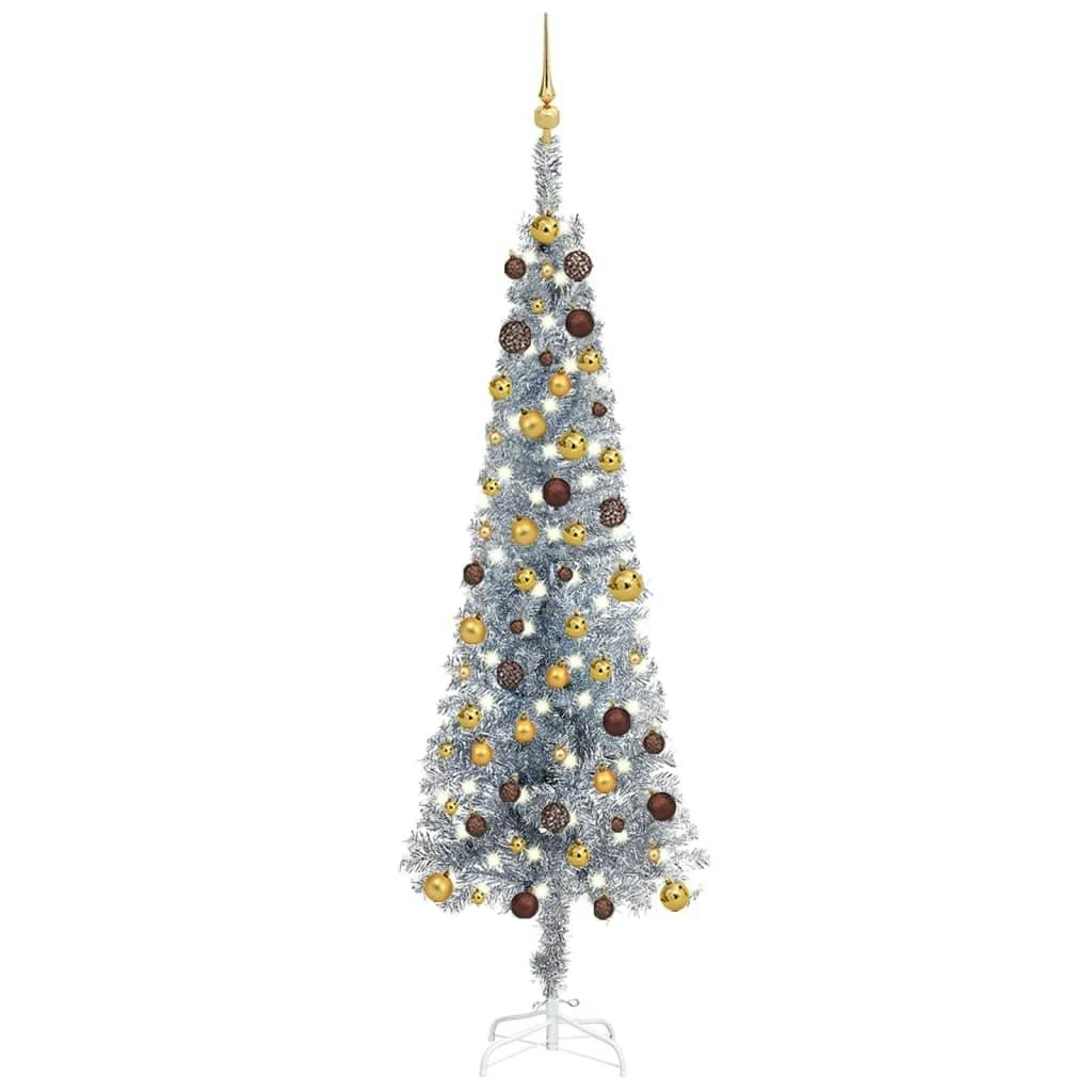 VIDAXL Schlanker Weihnachtsbaum Mit LEDs & Kugeln Schwarz 210 Cm 5 VIDAXL Schlanker Weihnachtsbaum Mit LEDs & Kugeln Schwarz 210 Cm – Bild 5