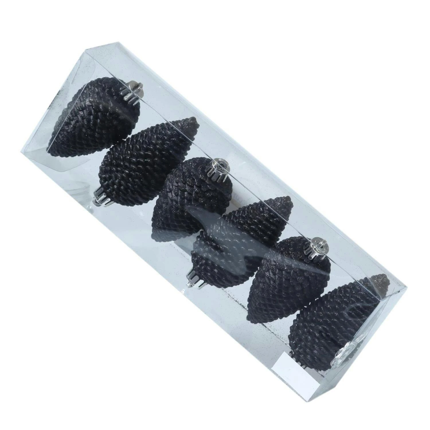 Christbaumschmuck Baumschmuck Tannenzapfen Bruchfest Glitzernd 8cm Schwarz 6St. 1 Christbaumschmuck Baumschmuck Tannenzapfen Bruchfest Glitzernd 8cm Schwarz 6St.