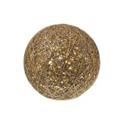LED Dekokugel Papierkugel Glitzer D: 15cm Weihnachtsdeko Leuchtkugel Gold