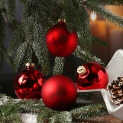 Christbaumkugel Weihnachtskugel Baumkugel Glas D: 8cm Glänzend Matt Rot 6er Set -VIDAXL Store 16ccff38 695d 413d a86b 719d75cce9c4