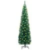 VIDAXL Künstlicher Weihnachtsbaum Schmal LEDs Ständer Grün 240 Cm PVC