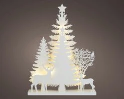 Winterwald Mit Rentieren Und LED-Beleuchtung, Sperrholz, 30 X 5.5 X 40 Cm, 12 LED-Leuchten, 6-Stunden-Timer, Weiß -VIDAXL Store 1c24038c 0226 4649 8c44 96c187643638