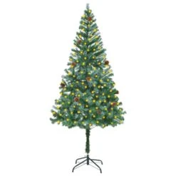 VIDAXL Künstlicher Weihnachtsbaum Mit LEDs & Zapfen 180 Cm