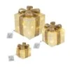 LED Geschenkboxen Beleuchtet Schleife Weihnachtsdeko 40LED Timer Creme/gold 3St.