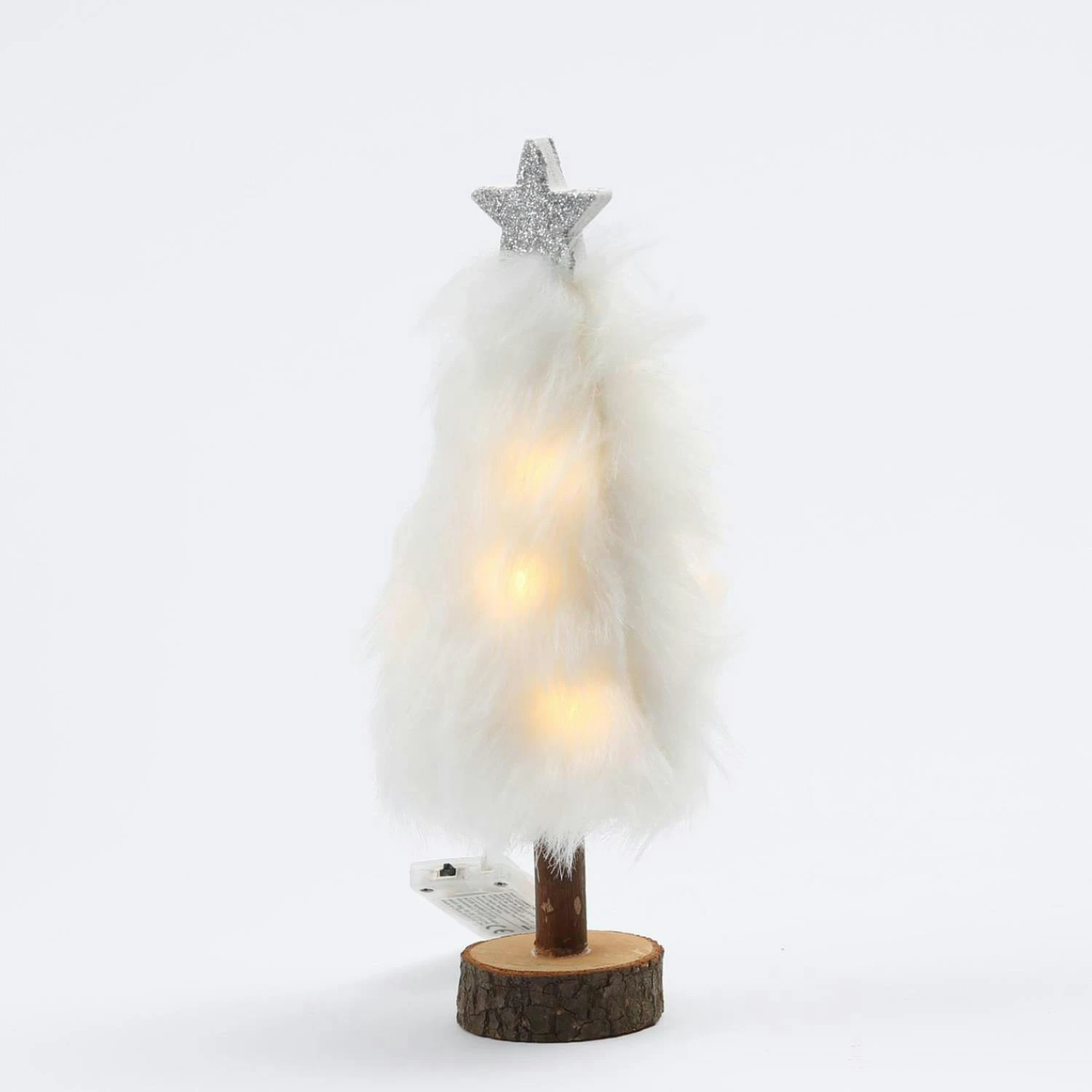 LED Dekobaum PLÜSCH Mit Sternspitze Plüschfell Leuchtend H: 27,5cm Batterie Weiß 3 LED Dekobaum PLÜSCH Mit Sternspitze Plüschfell Leuchtend H: 27,5cm Batterie Weiß – Bild 3