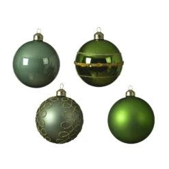 Christbaumkugel Weihnachtskugel Glas D: 10cm Glänzend Matt Grün Salbeigrün 4 St.