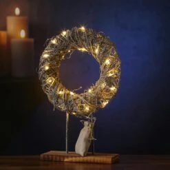 LED Kranz Leuchtend Metall Holz 30 Warmweiße LED H: 45cm Stehend Timer Batterie -VIDAXL Store 2c3e1d57 d44a 419f 8b90 a5bcd72439a3 1