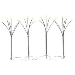 LED Gartenstecker Sternefächer Stäbe Mit Sternen Timer Batterie H: 60cm 4 Stück