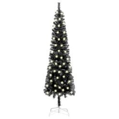 VIDAXL Weihnachtsbaum Schlank Mit LEDs Schwarz 120 Cm
