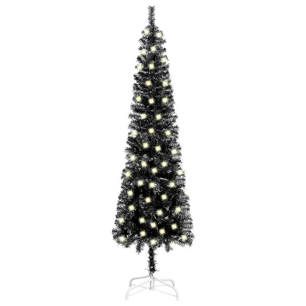 VIDAXL Weihnachtsbaum Schlank Mit LEDs Schwarz 120 Cm 1 VIDAXL Weihnachtsbaum Schlank Mit LEDs Schwarz 120 Cm