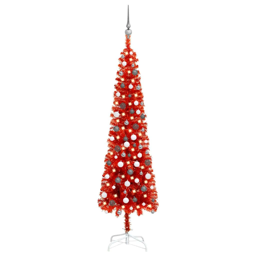 VIDAXL Schlanker Weihnachtsbaum Mit LEDs & Kugeln Schwarz 210 Cm 2 VIDAXL Schlanker Weihnachtsbaum Mit LEDs & Kugeln Schwarz 210 Cm – Bild 2