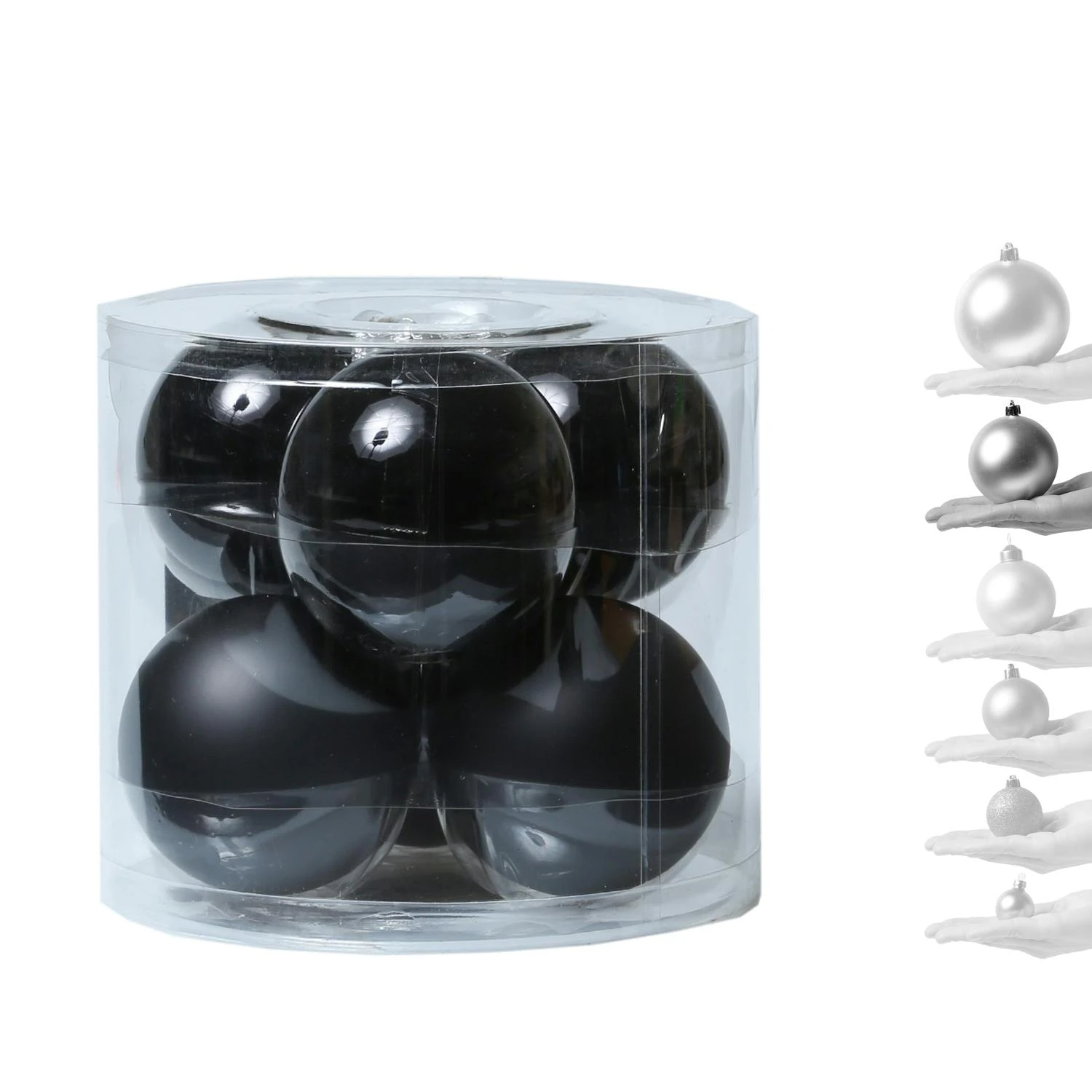 Christbaumkugel Weihnachtskugel Glas D: 8cm Glänzend Matt Schwarz 6er Set 7 Christbaumkugel Weihnachtskugel Glas D: 8cm Glänzend Matt Schwarz 6er Set – Bild 7