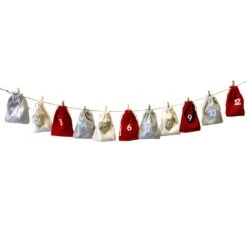 Adventskalender Säckchen Zum Selbstbefüllen L 2,6m (Grau, Beige, Rot) -VIDAXL Store 3898a6af 7653 429b 9b0c 5680d6688198