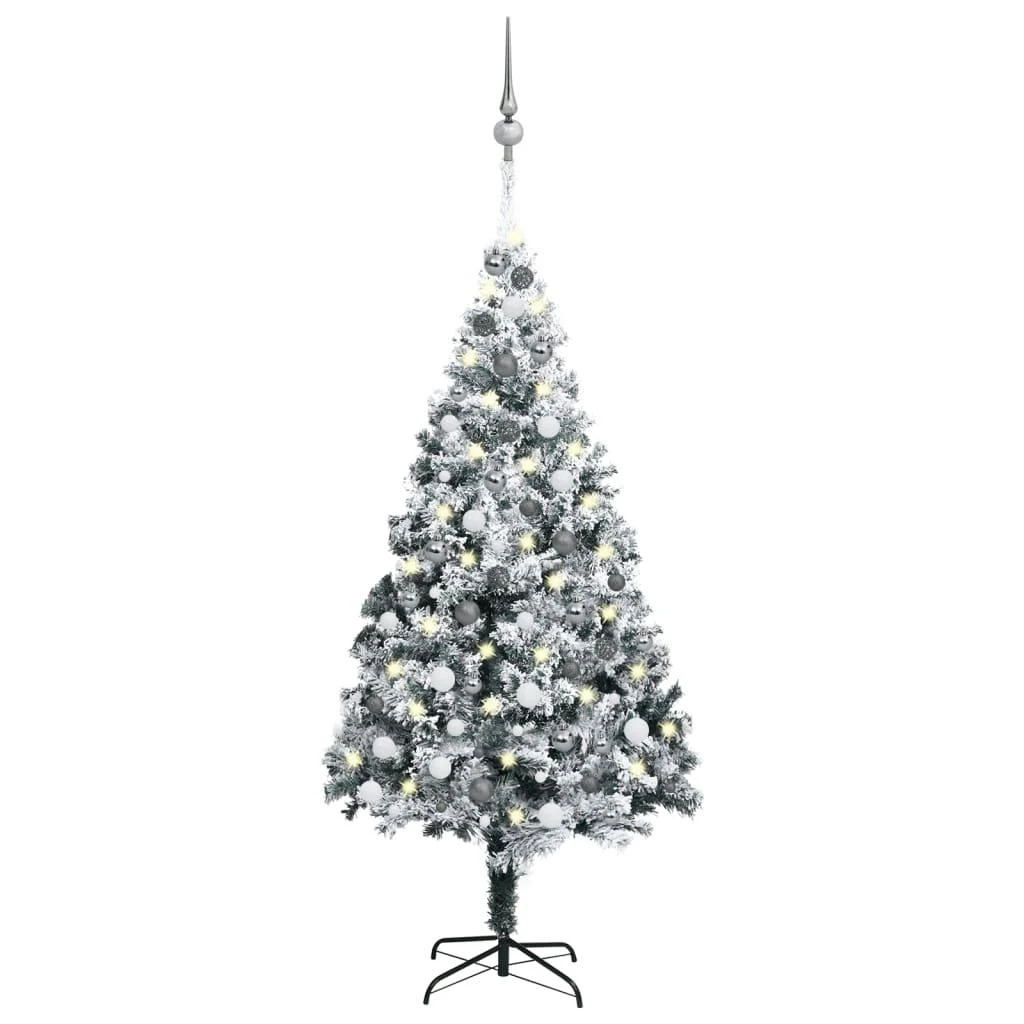 VIDAXL Künstlicher Weihnachtsbaum Mit LEDs & Kugeln Weiß 180 Cm PVC 3 VIDAXL Künstlicher Weihnachtsbaum Mit LEDs & Kugeln Weiß 180 Cm PVC – Bild 3