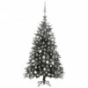 VIDAXL Künstlicher Weihnachtsbaum Schnee LEDs & Kugeln 120 Cm PVC & PE