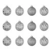 12er Weihnachtskugel-Set Ø6cm Glas Weiß/Silber 4 Sorten Im Display