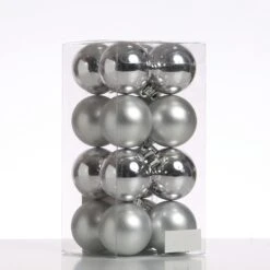 Christbaumkugel Weihnachtskugel Bruchfest D: 4cm Glänzend Matt Silber 16er Set
