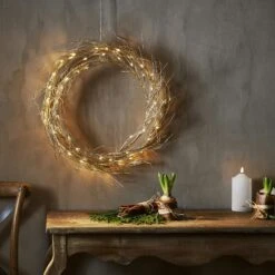 LED Lichtkranz Fizzy Fenster Türschmuck 50 LED D: 45cm Für Innen Gold -VIDAXL Store 4629d8bd 9159 4084 991d e11257c3acb1