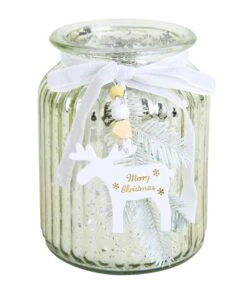 Tarrington House Windlicht, Glas, 10 X 10 X 12 Cm, Rentier Und Weihnachtsbaum Muster, Gold -VIDAXL Store 46b335d9 984c 40a9 95c4 dc9b7460e1ab 1