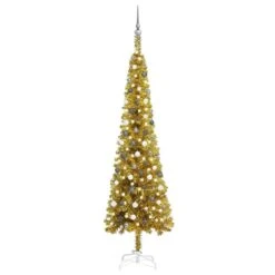 VIDAXL Weihnachtsbaum Schlank Mit LEDs & Kugeln Golden 180 Cm -VIDAXL Store 4a571c73 2c8f 4199 babe e137af0fc297 3
