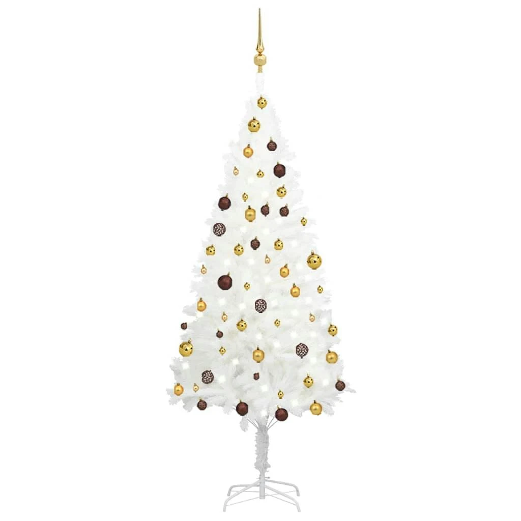 VIDAXL Künstlicher Weihnachtsbaum Mit LEDs & Kugeln Weiß 180 Cm PVC 4 VIDAXL Künstlicher Weihnachtsbaum Mit LEDs & Kugeln Weiß 180 Cm PVC – Bild 4