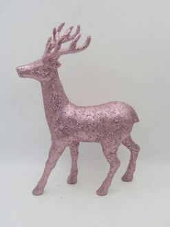 Tarrington House Rentier, Kunststoff, 31 X 15 X 45 Cm, Glitter Und Pailletten, Freistehend, Pfirsich