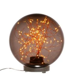 LED Kugel Mit Drahtlichterkette Gartenleuchte Stehend Rauchglasoptik 25cm Außen