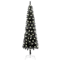 VIDAXL Weihnachtsbaum Schlank Mit LEDs Schwarz 150 Cm