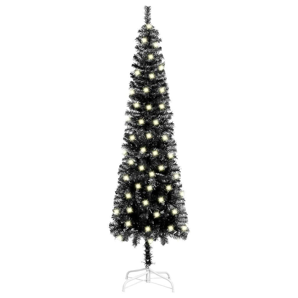 VIDAXL Weihnachtsbaum Schlank Mit LEDs Schwarz 150 Cm 1 VIDAXL Weihnachtsbaum Schlank Mit LEDs Schwarz 150 Cm