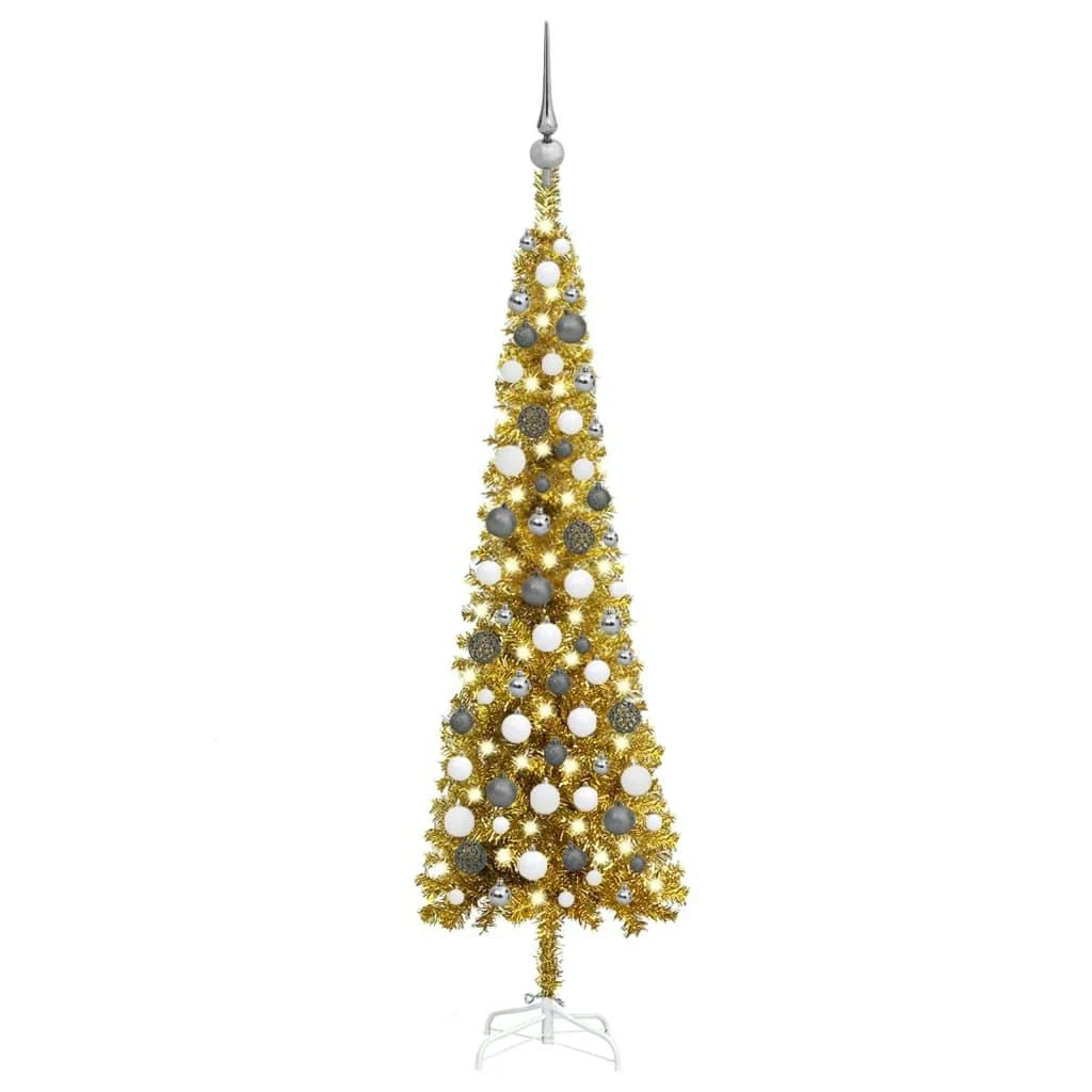 VIDAXL Weihnachtsbaum Schlank Mit LEDs & Kugeln Blau 240 Cm 6 VIDAXL Weihnachtsbaum Schlank Mit LEDs & Kugeln Blau 240 Cm – Bild 6