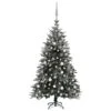 VIDAXL Künstlicher Weihnachtsbaum Schnee LEDs & Kugeln 150 Cm PVC & PE