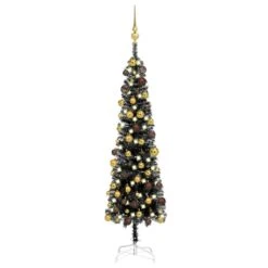 VIDAXL Schlanker Weihnachtsbaum Mit LEDs & Kugeln Schwarz 120 Cm -VIDAXL Store 56c68bd7 1ce0 4240 87f8 991636f50624 1