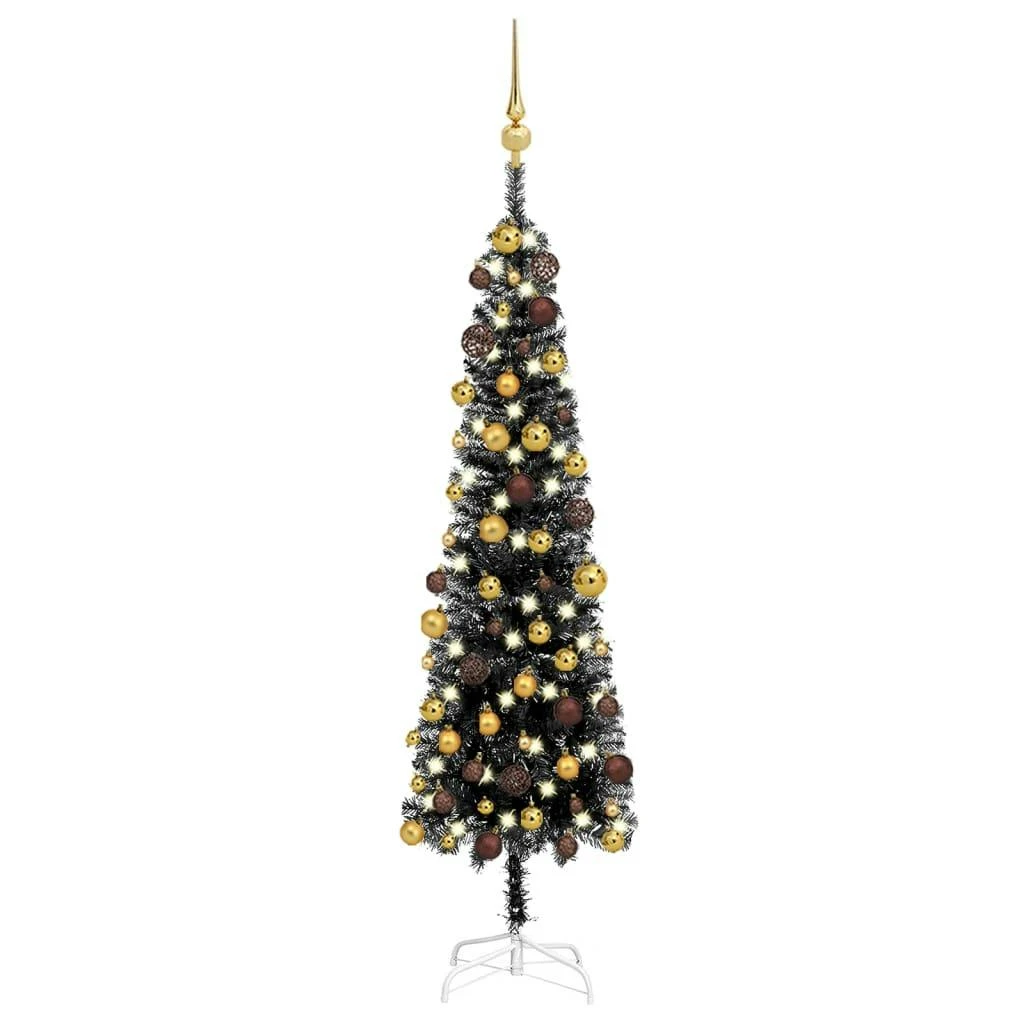 VIDAXL Weihnachtsbaum Schlank Mit LEDs Schwarz 120 Cm 4 VIDAXL Weihnachtsbaum Schlank Mit LEDs Schwarz 120 Cm – Bild 4
