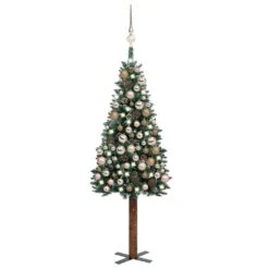 VIDAXL Schlanker Weihnachtsbaum Mit LEDs & Kugeln Silbern 150 Cm -VIDAXL Store 5a3a3945 ec50 477f a11b 4a55a3104675 3