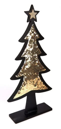 Tarrington House Weihnachtsbaum, Holz, 19 X 6 X 47 Cm, Mit Pailletten, Schwarz/ Gold -VIDAXL Store 5a6bee0b fdca 411e 9043 23a46cc3cb1b