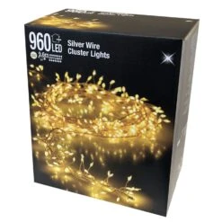 LED Cluster-Lichterkette Silberdraht 960 LED-Lichter / 9,6m / Warmweiß / In- & Outdoor -VIDAXL Store 5bc08302 804c 40cb 9a09 6e58685ff751