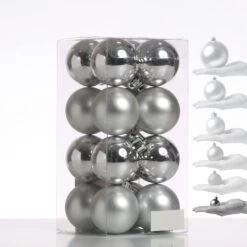 Christbaumkugel Weihnachtskugel Bruchfest D: 4cm Glänzend Matt Silber 16er Set -VIDAXL Store 615f2390 8d99 47a9 af53 46c540ca86e3