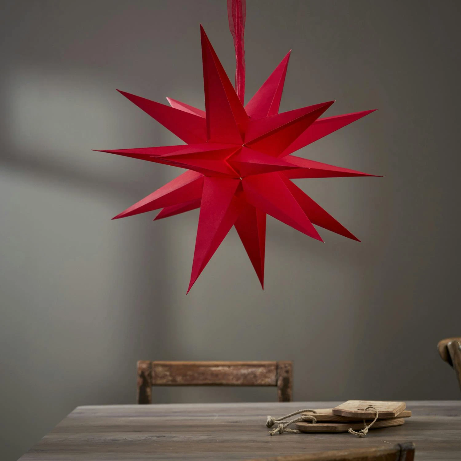 Papierstern December 3D Stern Mit Band Weihnachtsstern Faltstern D: 45cm Rot 7 Papierstern December 3D Stern Mit Band Weihnachtsstern Faltstern D: 45cm Rot – Bild 7