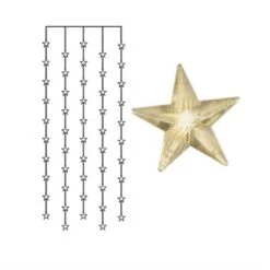 LED Lichtervorhang 50 Leuchtende Sterne 90x200cm Mit Trafo Für Innen Fensterdeko