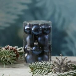 Christbaumkugel Weihnachtskugel Glas D: 3,5cm Glänzend Matt Dunkelblau 16er Set -VIDAXL Store 63b47975 e96e 4f64 8378 a636315784a1